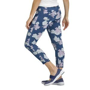 Size XXXL new HUE Women's Denim-look Blue Floral High Rise Skimmer Leggings 3XL